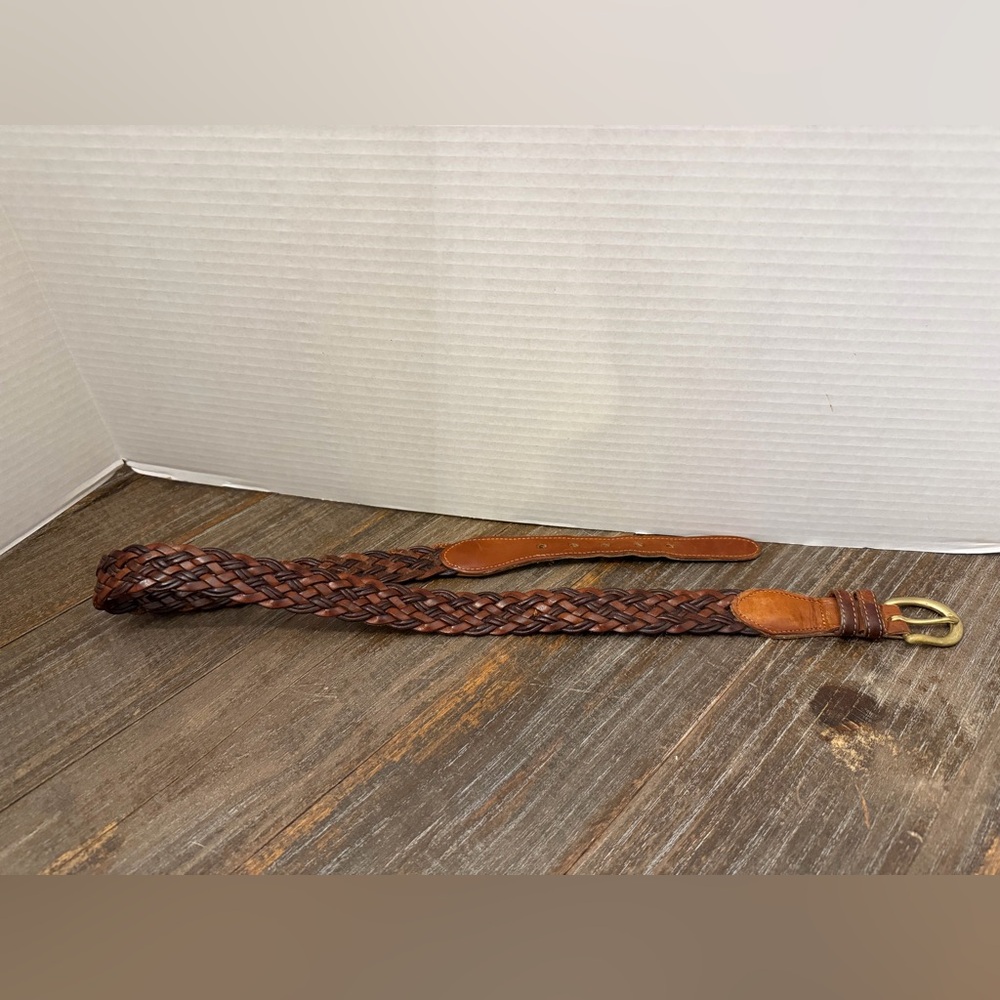 Vintage Coach Braided Leather Belt with Gold Buckle